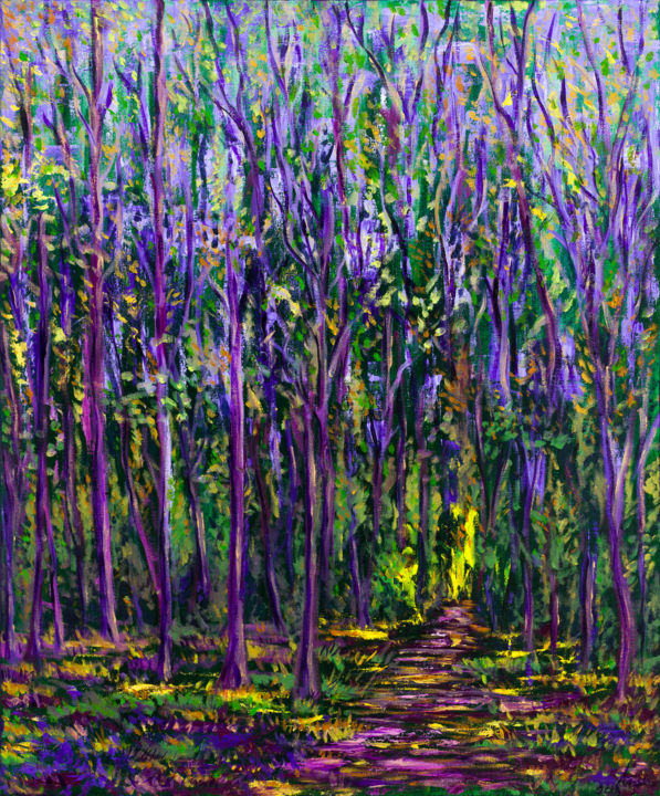 Painting titled "Purple Forest" by Mk Anisko, Original Artwork, Oil