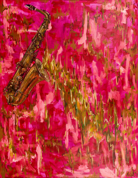 Painting titled "Saxophone" by Mk Anisko, Original Artwork, Oil