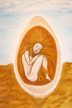Painting titled "The Egg" by Mkbline, Original Artwork, Oil