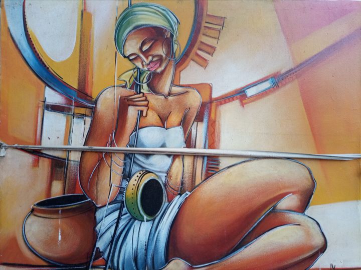 Картина под названием "Peinture Africain,…" - Jafeth Moiane, Подлинное произведение искусства, Акрил