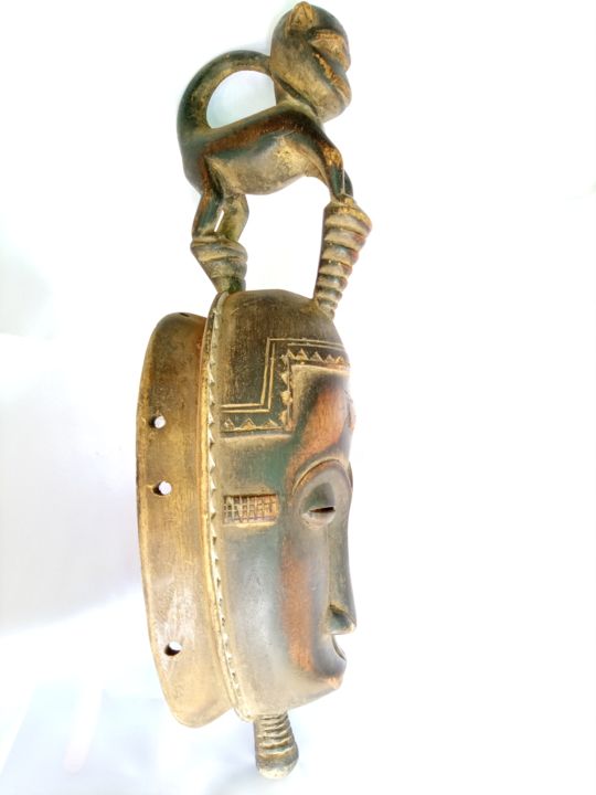 Sculpture intitulée "African mask,Baule…" par Jafeth Moiane, Œuvre d'art originale, Bois