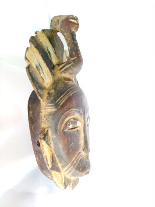 Escultura intitulada "African mask,Africa…" por Jafeth Moiane, Obras de arte originais, Madeira