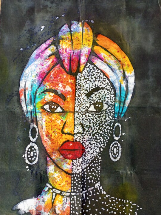 Painting titled "Black woman beauty,…" by Jafeth Moiane, Original Artwork, Wax