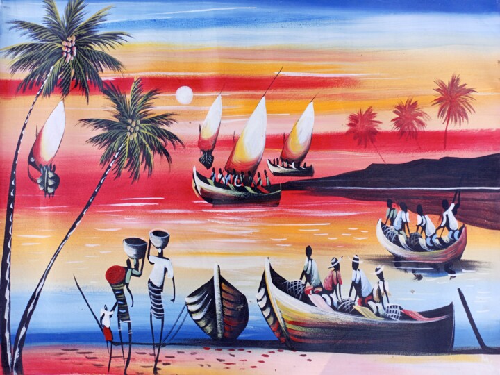 Artisanal Fishing, Painting by Jafeth Moiane