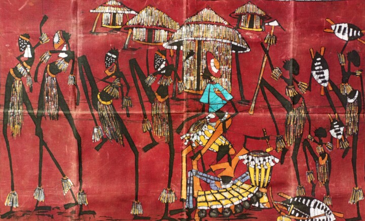 "African warriors da…" başlıklı Tablo Jafeth Moiane tarafından, Orijinal sanat, Balmumu