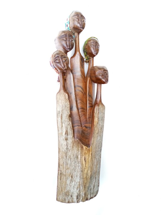 Escultura titulada "African women art,…" por Jafeth Moiane, Obra de arte original, Madera