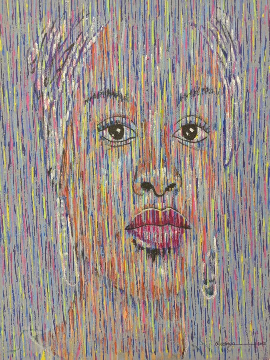 Картина под названием "Black woman portrai…" - Jafeth Moiane, Подлинное произведение искусства, Акрил