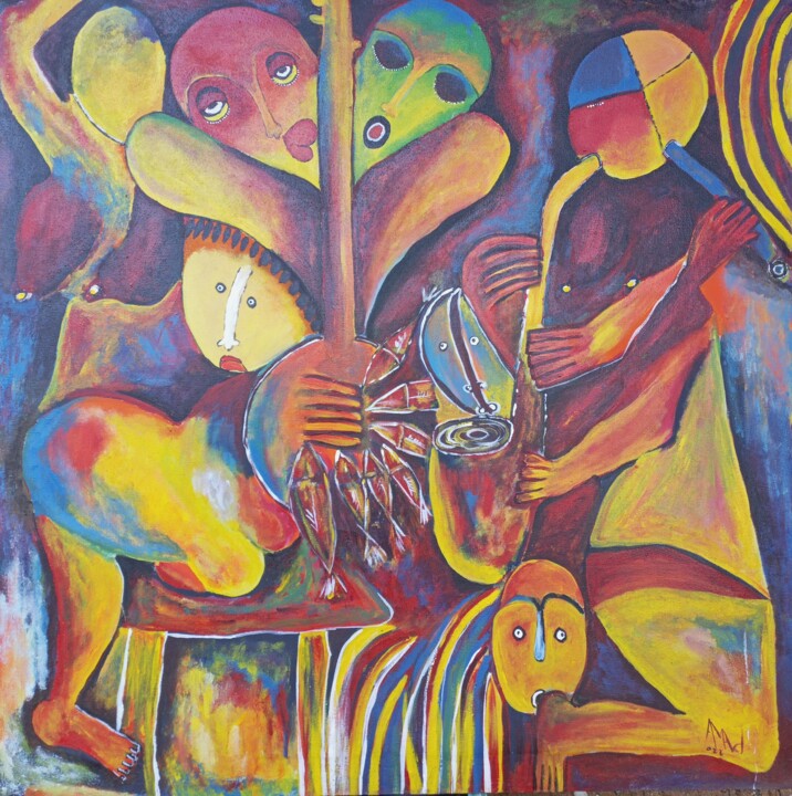 Malarstwo zatytułowany „Music abstract pain…” autorstwa Jafeth Moiane, Oryginalna praca, Akryl