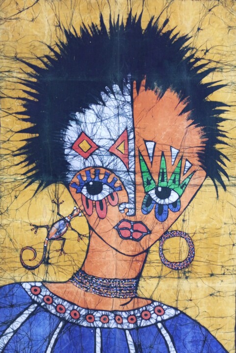 Painting titled "Girl face art, Scho…" by Jafeth Moiane, Original Artwork, Wax