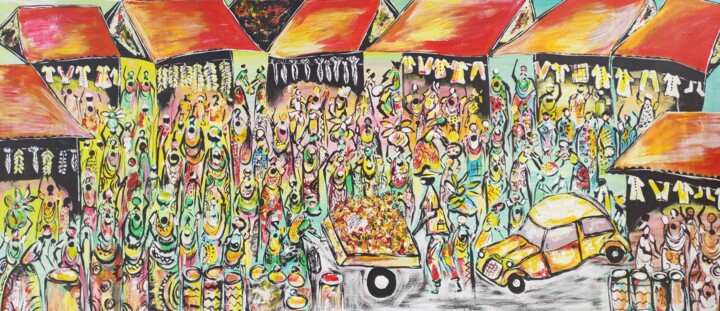 Peinture intitulée "Grand bazaar painti…" par Jafeth Moiane, Œuvre d'art originale, Acrylique
