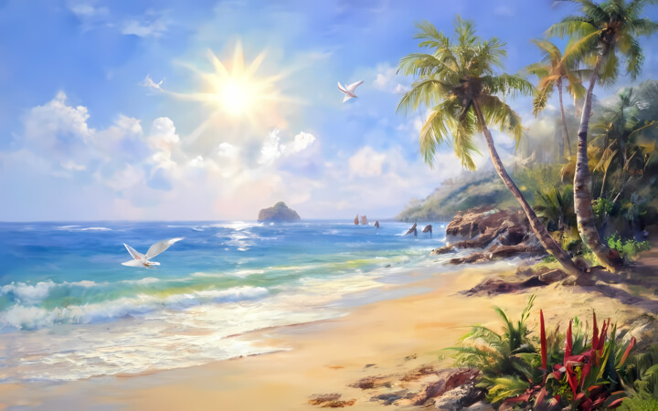 Digital Arts titled "The charm of tropic…" by Jafeth Moiane, Original Artwork, Digital Painting