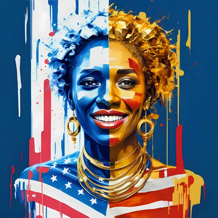 Digitale Kunst getiteld "American Beauty: Pa…" door Jafeth Moiane, Origineel Kunstwerk, Digitaal Schilderwerk