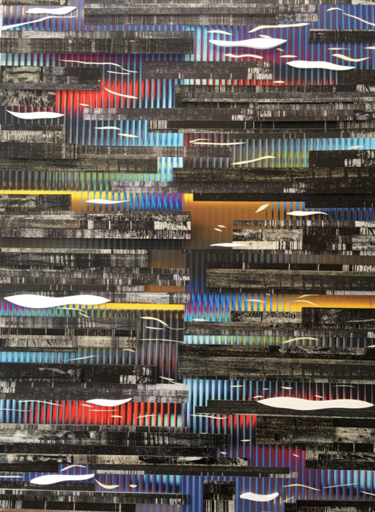 Collages intitulée "Birds" par Mkl Par Marika Lardé, Œuvre d'art originale, Collages Monté sur Châssis en bois