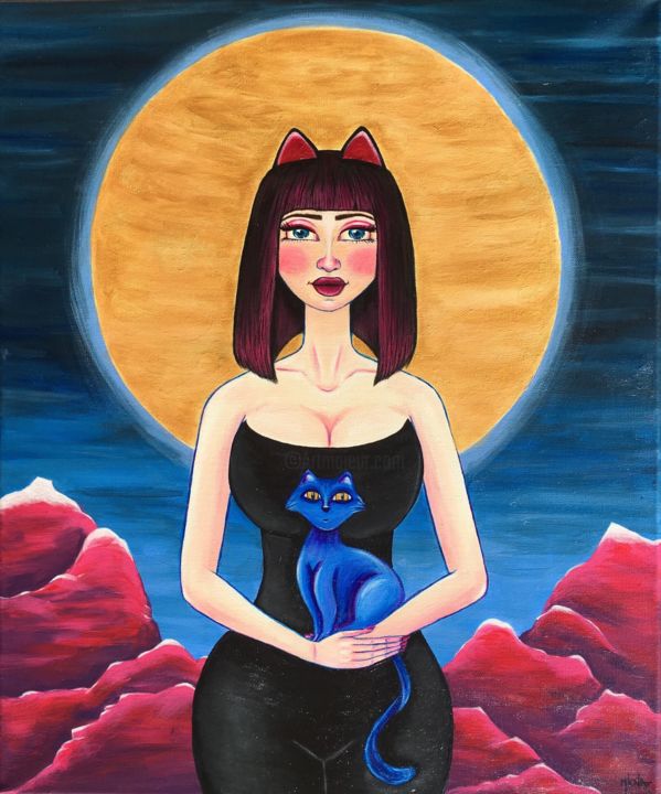 Painting titled "The Maiden and the…" by Mkna, Original Artwork, Acrylic