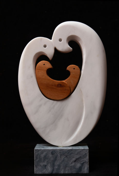 Sculpture intitulée "Bird family-2" par Mladen Milanov, Œuvre d'art originale, Pierre