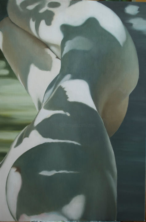 Schilderij getiteld "amazonite" door Michel Leclercq, Origineel Kunstwerk, Olie