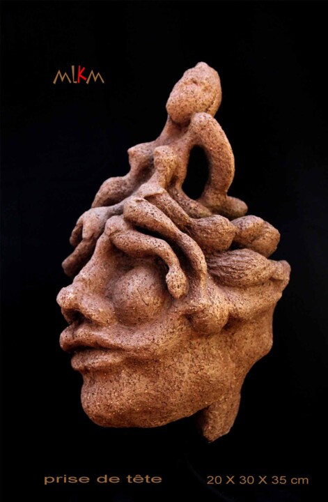 Sculpture intitulée "prise-de-tete-1-lig…" par Mlkm, Œuvre d'art originale, Terre cuite