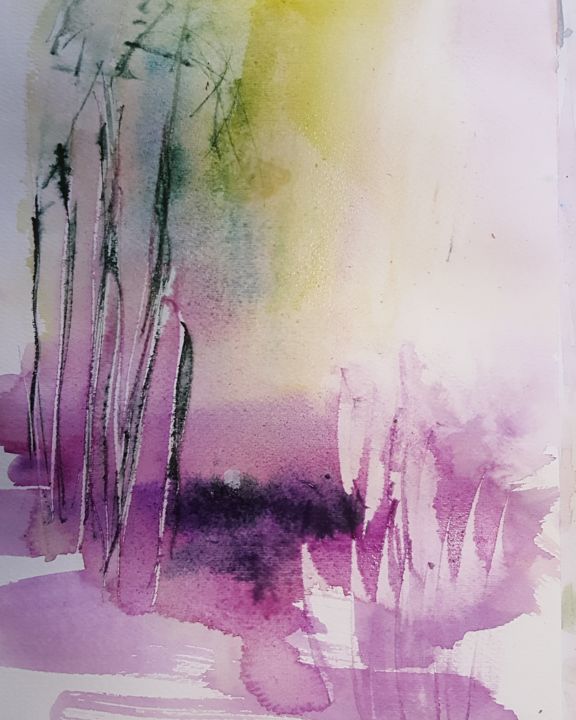 Painting titled "Attorno al lago" by Maria Luisa Stefanini, Original Artwork, Watercolor