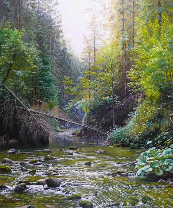 Painting titled "Deep in the mysteri…" by Emil Mlynarcik, Original Art, Oil