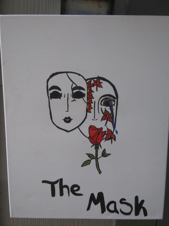 Painting titled "The Mask" by Sofia Kim, Original Artwork, Watercolor