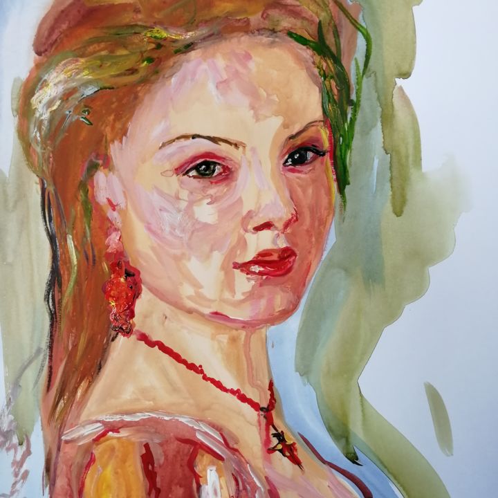 Drawing titled "портрет" by Margarita Makarova, Original Artwork, Other