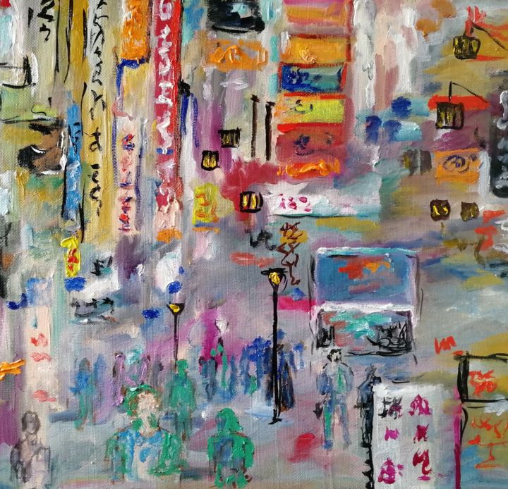 Картина под названием "Хаос города" - Margarita Makarova, Подлинное произведение искусства, Масло