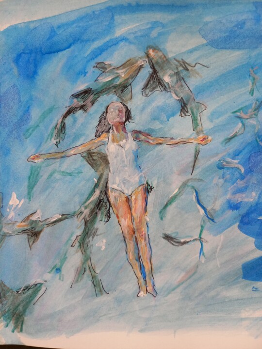 Рисунок под названием "Парение" - Margarita Makarova, Подлинное произведение искусства, Карандаш