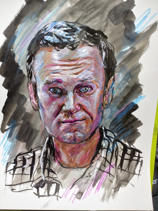 Drawing titled "Навальный" by Margarita Makarova, Original Artwork, Ink