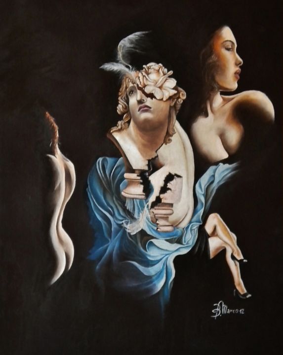 Pittura intitolato "una-rosa-nella-ment…" da Marco M. Boschetti, Opera d'arte originale