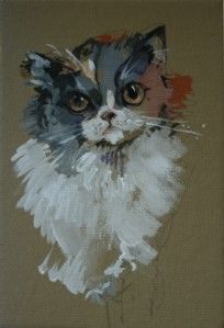 Painting titled "The Cat" by Malgorzata Macko, Original Artwork