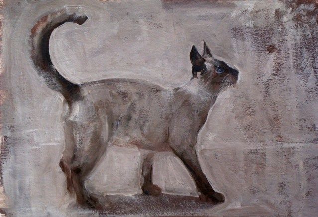 Painting titled "the cat 15" by Malgorzata Macko, Original Artwork