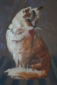 Painting titled "the cat 17" by Malgorzata Macko, Original Artwork