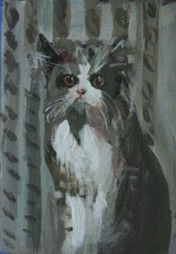 Painting titled "the cat 16" by Malgorzata Macko, Original Artwork