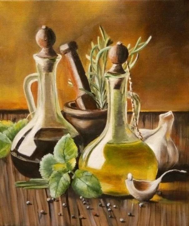 Painting titled "Oilo di oliva" by Margaréta Moravszki, Original Artwork, Oil