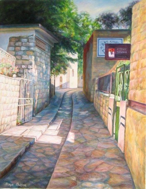 Malerei mit dem Titel "Street artists" von Maya Bukhin, Original-Kunstwerk, Öl