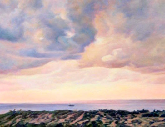 Картина под названием "Evening at Sea" - Maya Bukhin, Подлинное произведение искусства, Масло