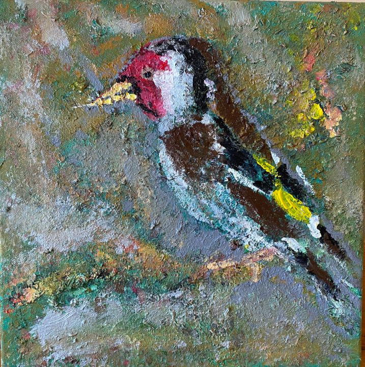 Painting titled "Carduelis Carduelis" by Michael Vitali, Original Art, Oil