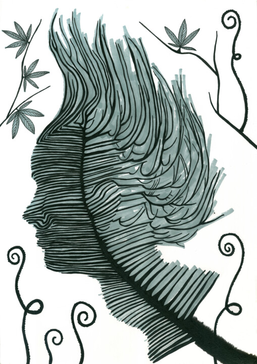 Zeichnungen mit dem Titel "A3 Shy pistachio pl…" von Mmy Rising Sun, Original-Kunstwerk, Marker