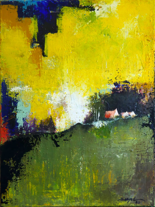 Painting titled "Yellow Wishes" by Moayed Shlemon, Original Artwork, Acrylic