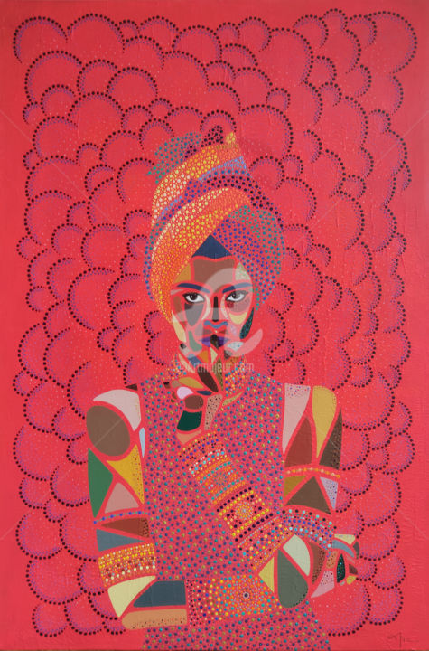 Картина под названием "INDIAN WOMAN" - Mobiclint, Подлинное произведение искусства, Акрил