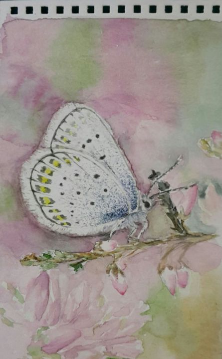 Pintura titulada "the butterfly" por Fairytale.My98, Obra de arte original, Acuarela