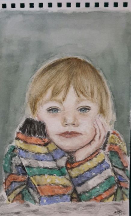 Pintura intitulada "Baby" por Fairytale.My98, Obras de arte originais, Aquarela