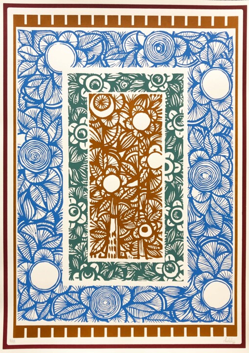 Gravures & estampes intitulée "Sans titre (bleu)" par Modely Thibaud, Œuvre d'art originale, Impression numérique