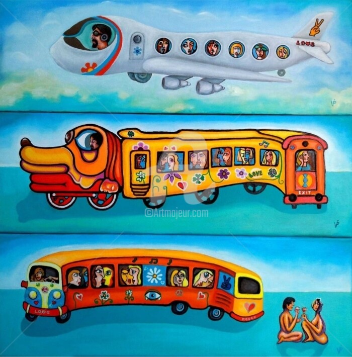 "Vehicles puzzle" başlıklı Tablo Modern Art tarafından, Orijinal sanat, Petrol