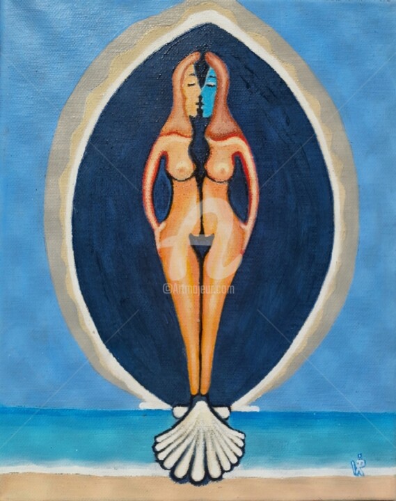 Schilderij getiteld "Venus rising from t…" door Modern Art, Origineel Kunstwerk, Olie