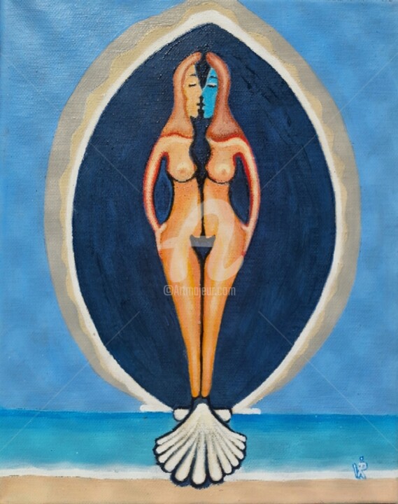 Malerei mit dem Titel "Venus rising from t…" von Modern Art, Original-Kunstwerk, Öl