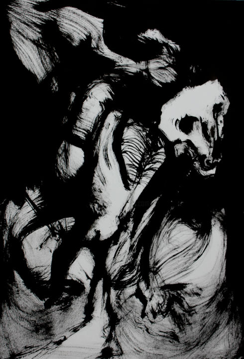 Pittura intitolato "В уголках души.  Da…" da Taisiia Menigecheva, Opera d'arte originale, Inchiostro