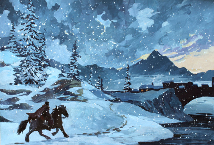 Картина под названием "Дорога домой" - Таисия Менигечева, Подлинное произведение искусства, Гуашь