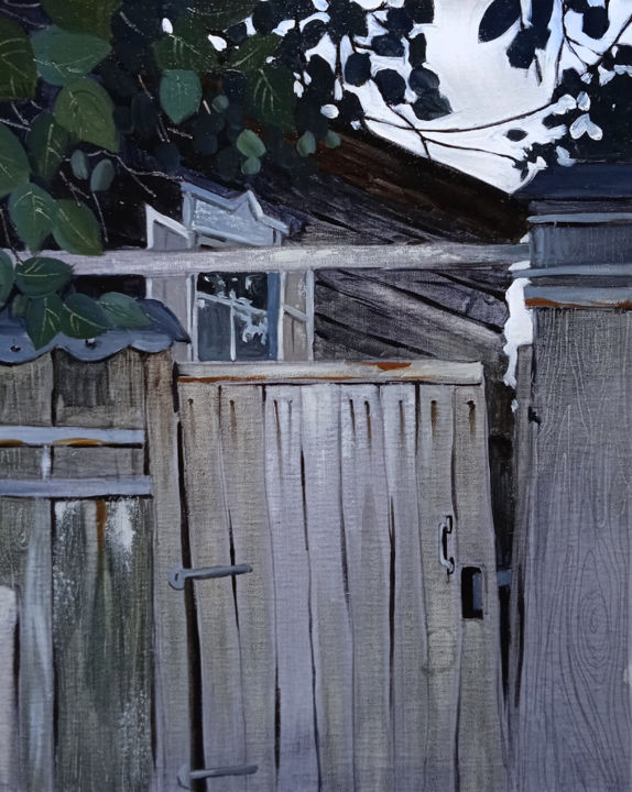 Картина под названием "Старая усадьба" - Таисия Менигечева, Подлинное произведение искусства, Масло Установлен на Деревянная…
