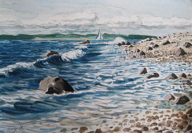 Картина под названием "Sea And Sky" - Terje Bakkelokken, Подлинное произведение искусства, Масло